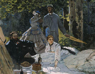 Claude Monet Luncheon on the Grass (Central Panel)  1865-66 age 26